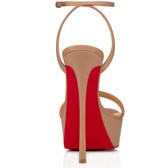 Christian Louboutin Loubi Queen Alta 150 Nude Ankle Strap Sandal Heel Pump 39 - Picture 10 of 12